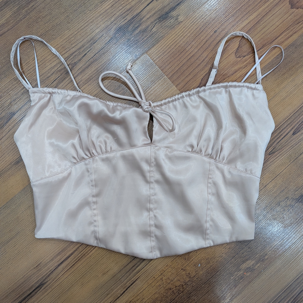 Kirious Beige Smocked Top In Excellent Condition